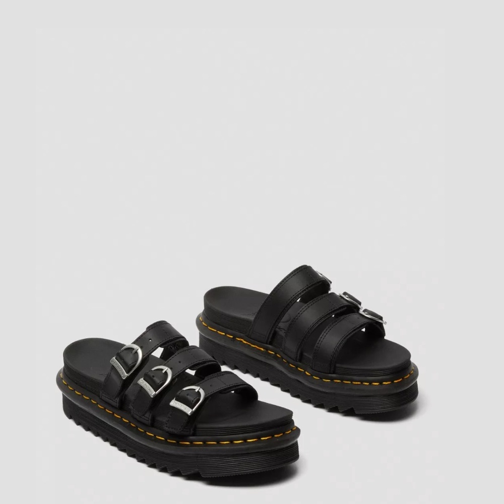 Dr. Marten Blaire Leather Slide Sandals - black